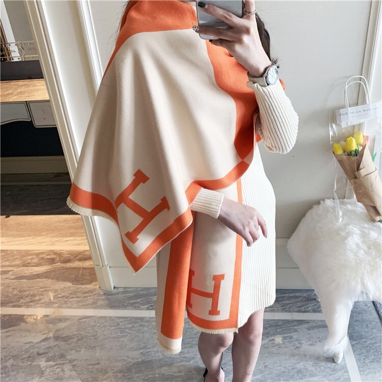 Summer 2024 New Camellia Cashmere for Women, Decorative Double-Sided Shawl, Long Jacquard Versatile Warm Neck Scarf