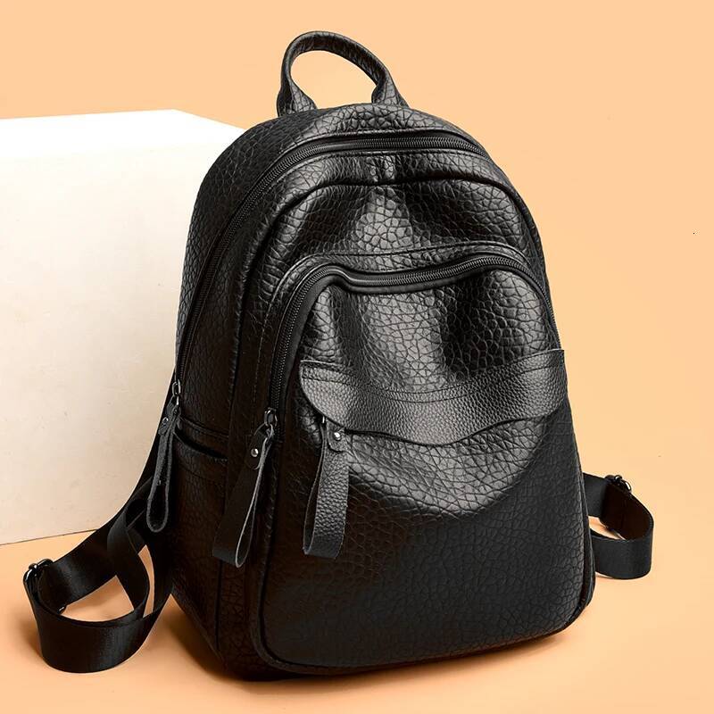 Splicing cowhide Leather Brand Women Classic Travel Backpack Fashion School Bag Girls Mochilas feminina high-quality