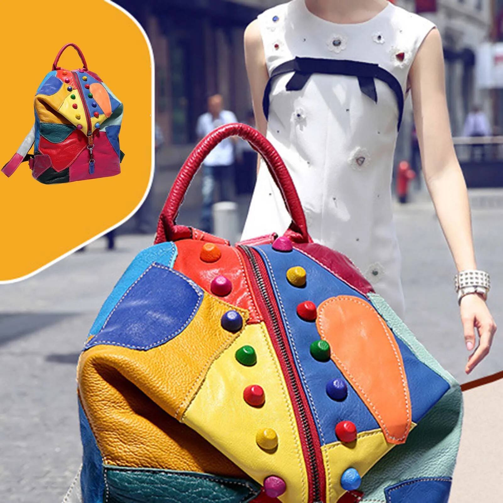Stylish ing Leather Rivets Backpack Wear-resistant Waterproof Bag For Daily Work Travel Party high-quality