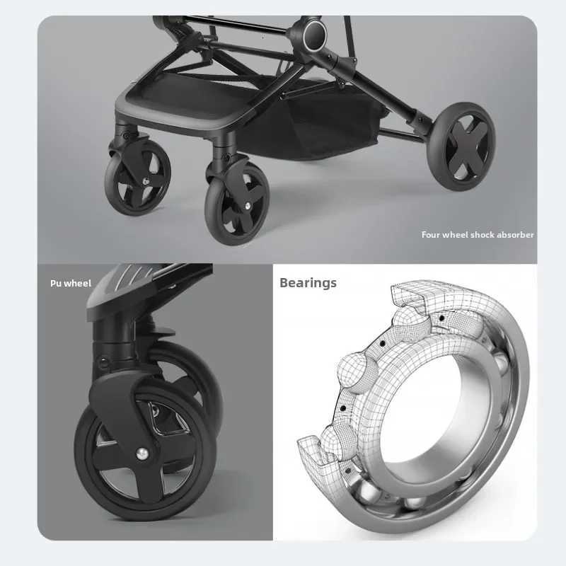 Lightweight Extra Wide Stroller High Landscape Easy Folding Baby Stroller That Can Sit and Lie Down with Fivepoint Safe Belt W250910