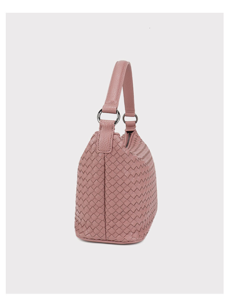 Free Shipping Luxury Designer Woven Bag for Women Fashion Pink Pu Leather Underarm Shoulder Bag