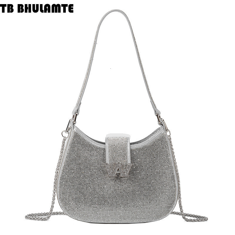 Free Shipping Designer Bag Diamond-encrusted Chain Bag Women Luxury Bag 2025 New Versatile Internet Celebrity W Shiny Diamond Handbag Single Shoulder 