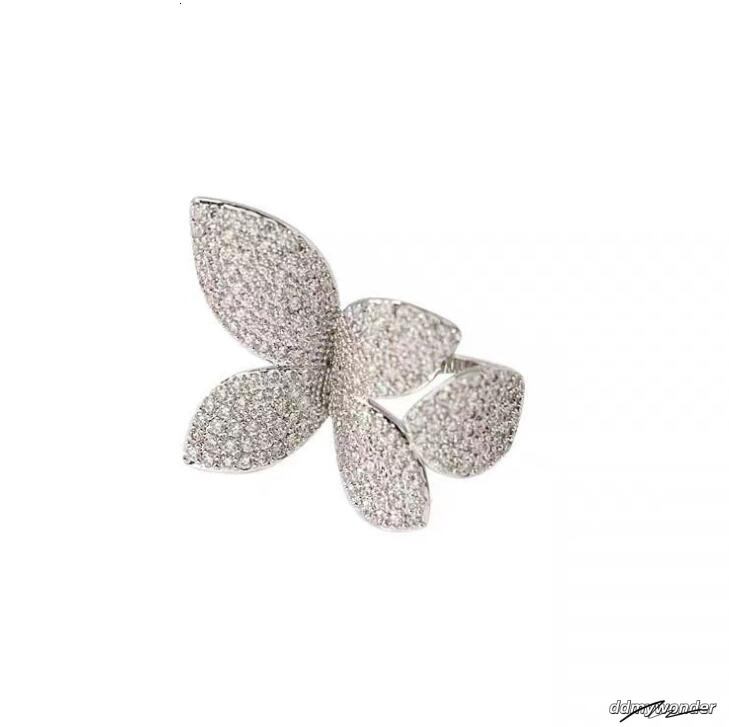 2021 Top Selling Wedding Rings Sweet Cut Jewelry Sterling Sier Pave White Sapphire CZ Dia Gemstones Party Open Adjustable Flower Women Band Ring