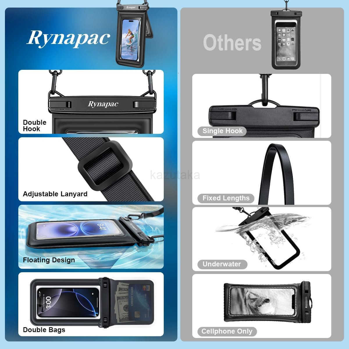 Up to 85 Waterproof Phone Pouch Floating Double Bags Waterproof Phone Case with Lanyard for iPhone 16 15 Pro Max S25 S24 Ultra IPX8 Cellphone Dry Bag 
