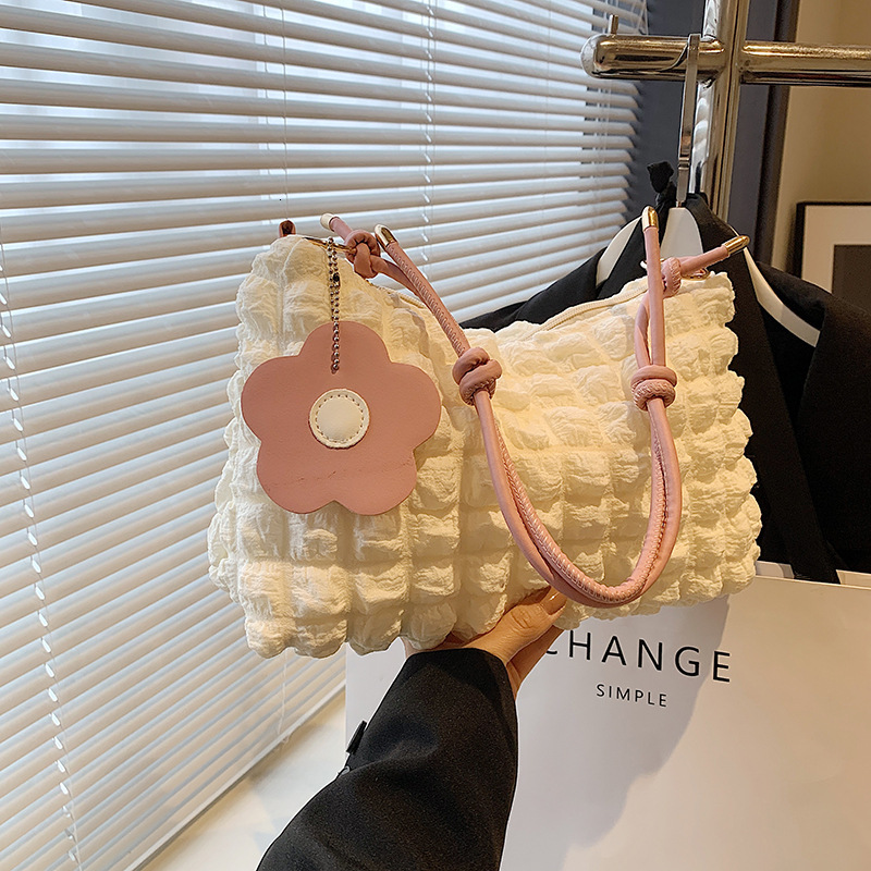 Pleated Large Capacity Fashion Free Shipping Korean Style Solid Color Fresh Knot Luxury Bag Shoulder Strap Designer Bag Small Bag For Women New Crossb