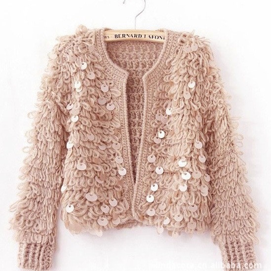 2025 autumn and winter design new women's sequined mohair designer short knitted cardigan sweater top