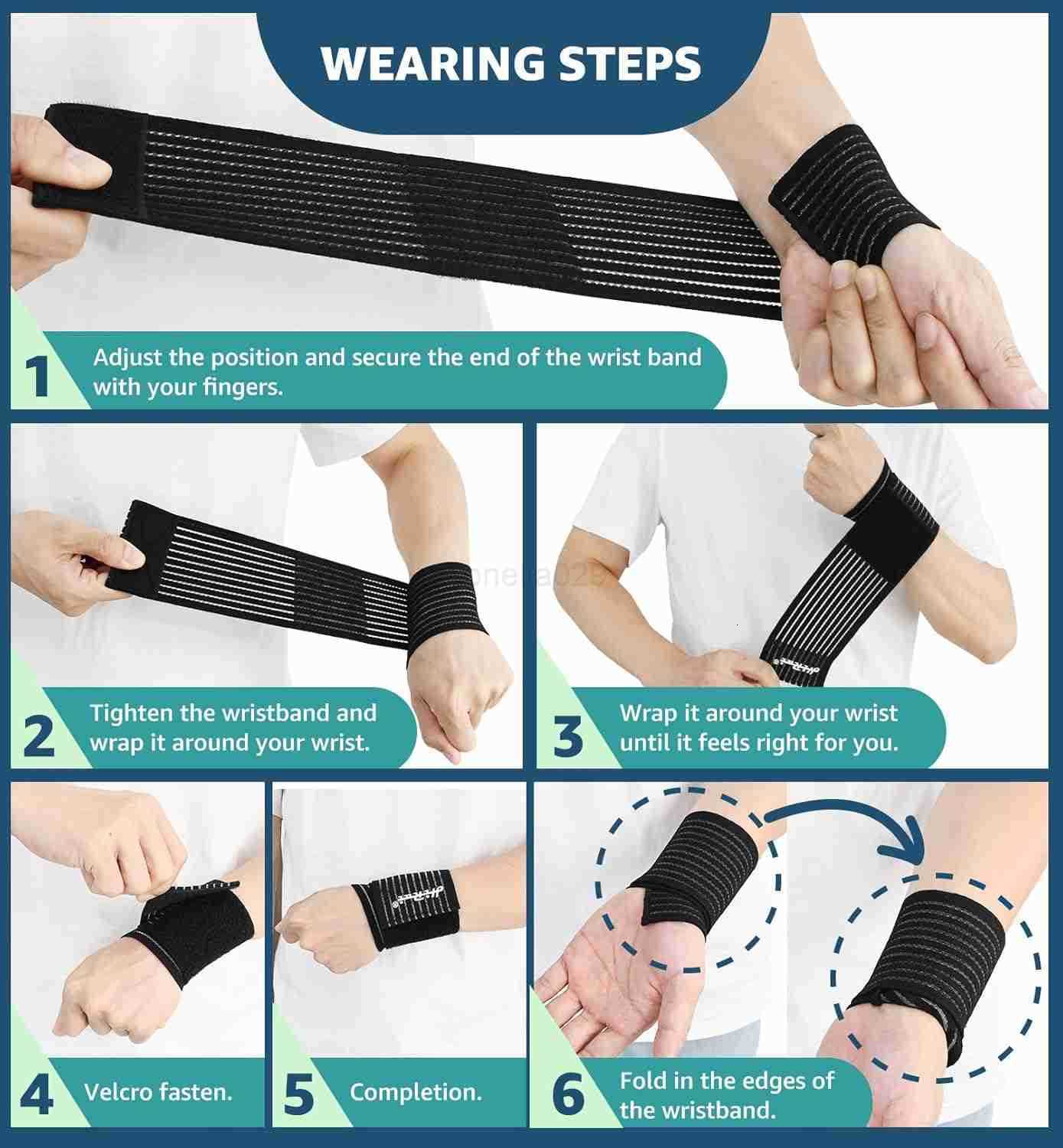 2Pack HighElastic Wrist Support Straps Wrist Compression Bandage Wrist Wraps Wristbands for Carpal Tunnel Arthritis Tendonitis Weightlifting Tennis Ba