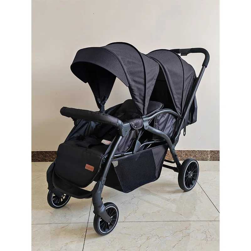 Multifunctional Twin Baby Stroller Lightweight Highview Sitdown Reclining Foldable Double Stroller W250910