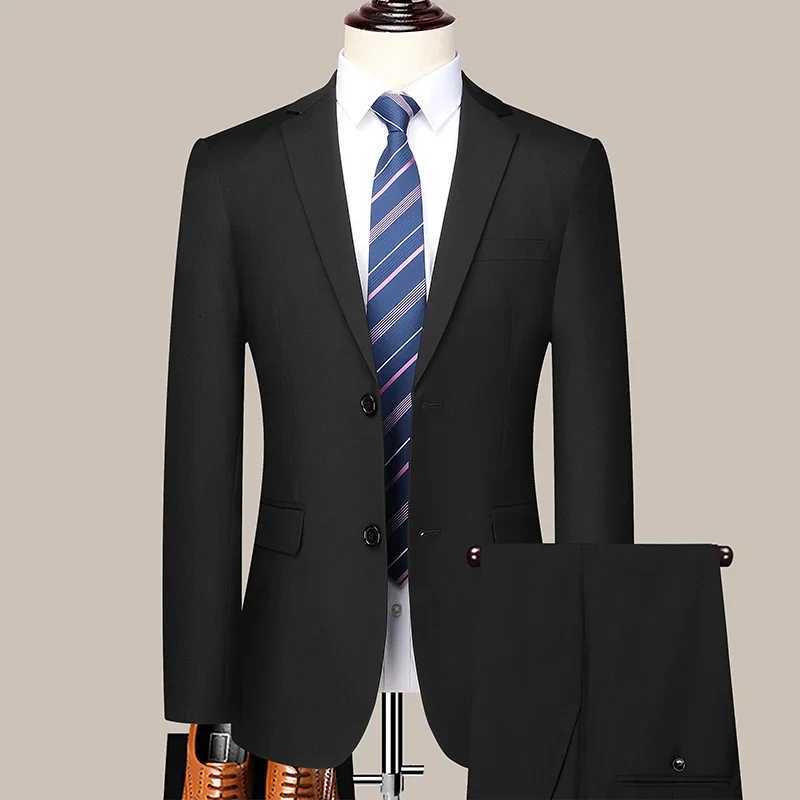 Mens 2024 Slimfit Twobutton Business Suit Professional Work Formal Twopiece Set Trousers Included S6XL W250910