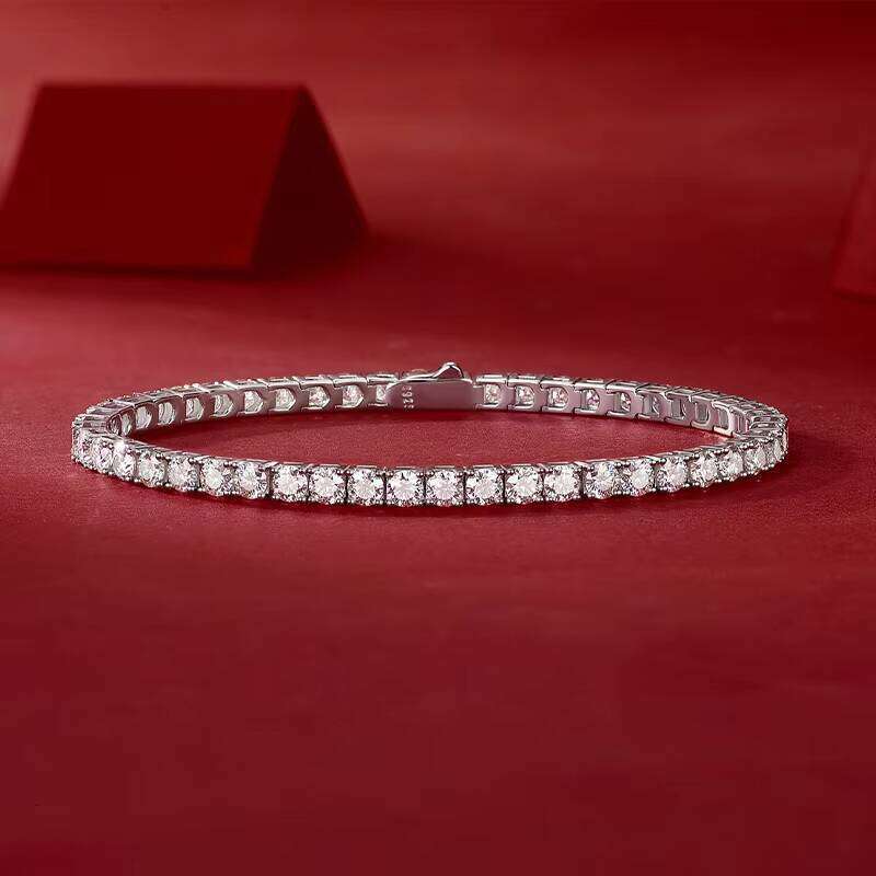 12462 Fine Fashion Sterling Sier and Gold Plated Moissanite Tennis Bracelet for Men & Women Hiphop Rock Style