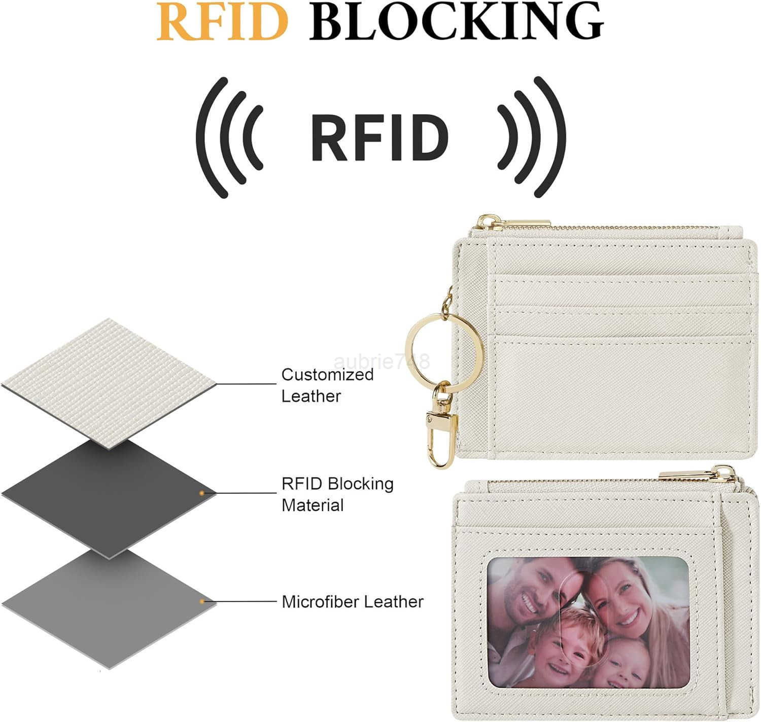 Card Case Slim Front Pocket Wallet for Women CARD Holder with KeychainZ250910