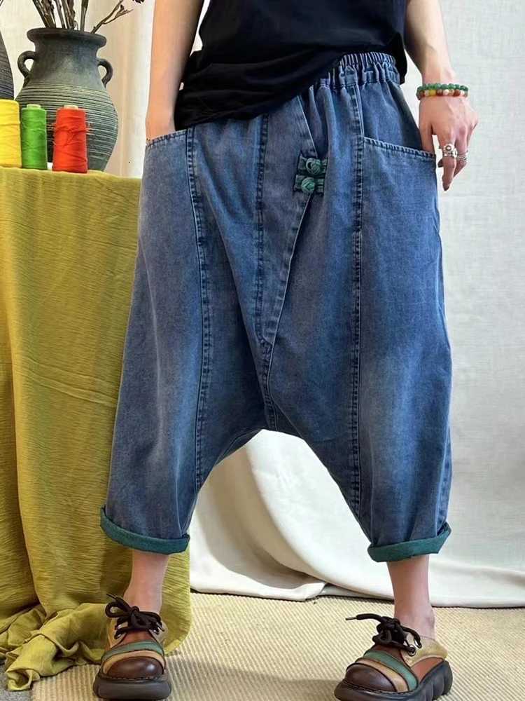 2025 Summer Ladies Chinese Loose Cross Pants Womens Luxury Casual Harajuku Jeans Ladies Classic Vintage Denim Trousers Z250910