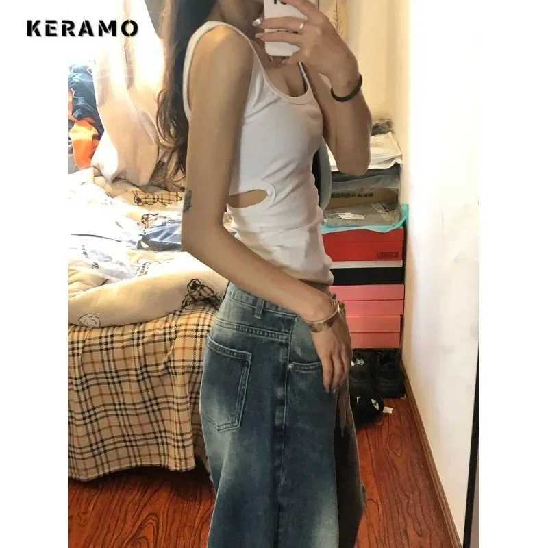 Harajuku Vintage Drawstring High Waist Loose Jeans 2023 Autumn Pants Winter Womens Y2K Wide Leg Baggy Streetwear Denim Trouser Z250910