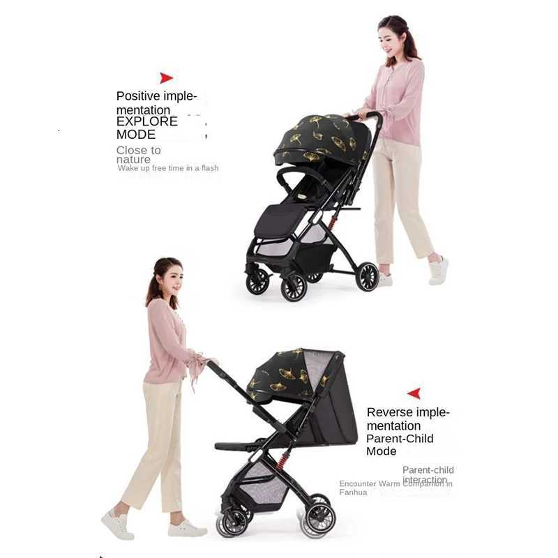 High Landscape Twoway Push Baby Stroller Can sit and Lie Down Lightweight Folding Cart Stroller Four Wheel Shock Absorption W250910