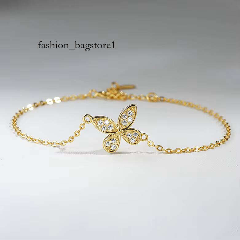 Fashion Butterfly Jewelry Gifts for Women D Color Moissanite S Sterling Sier Adjustable Bracelet