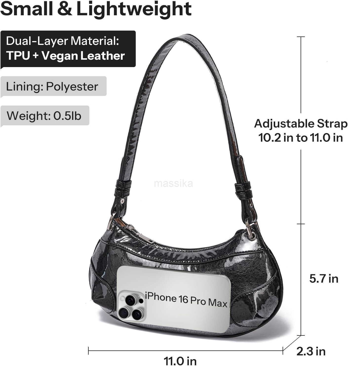 Small Shoulder Bag TPU Leather Y2K Purse for Women M250909