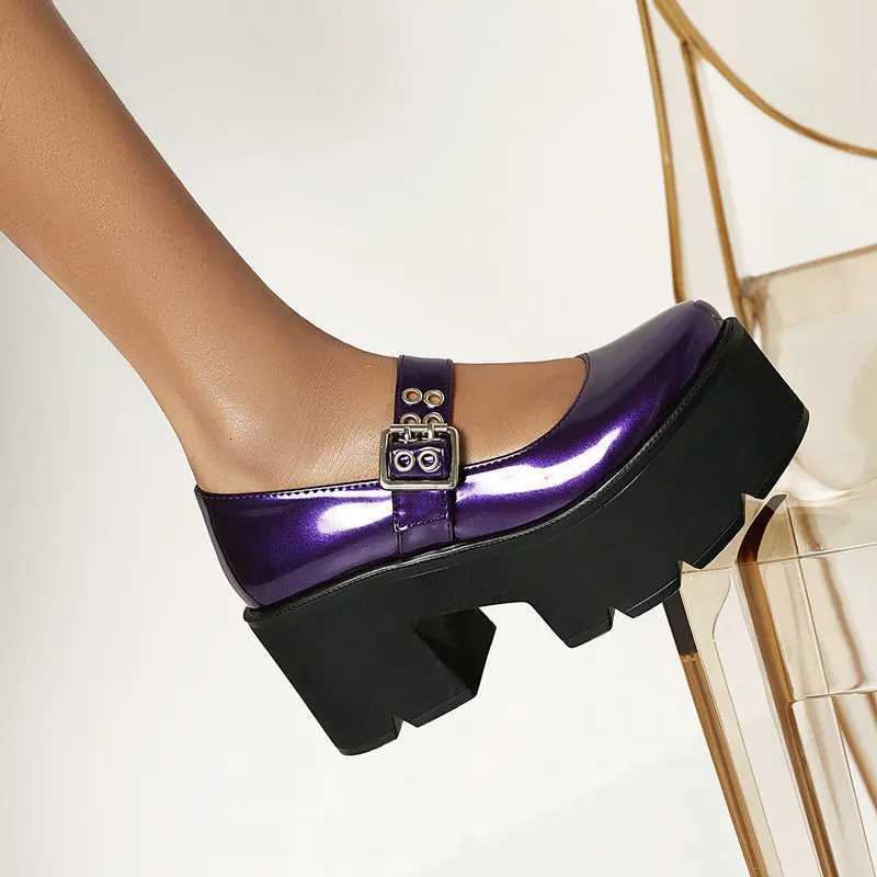 Spring and autumn new Mary Jane small leather shoes women black round toe thick sole thick highheeled shoes W250910