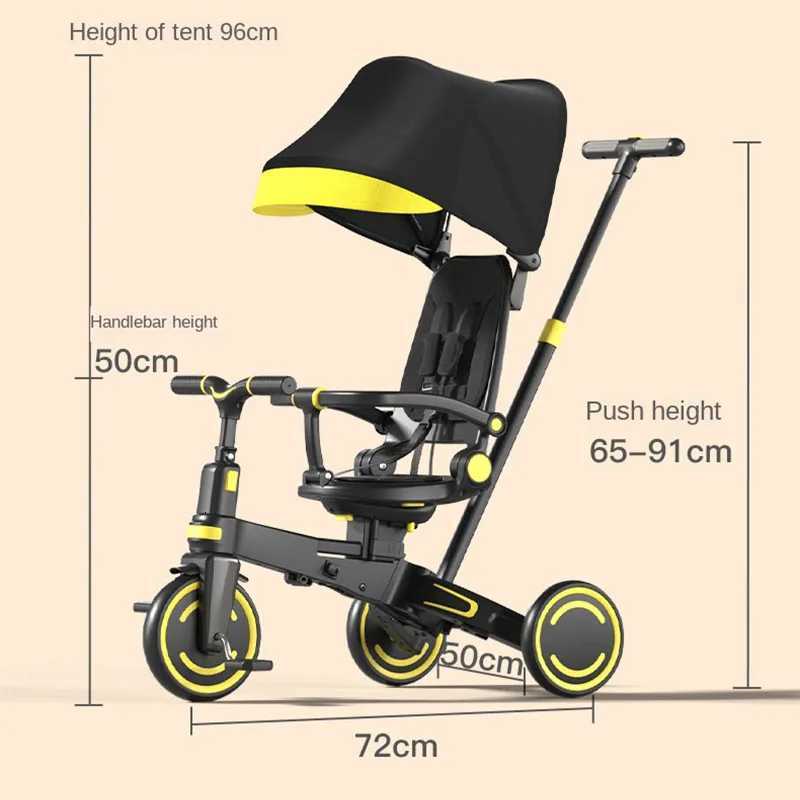 Childrens Tricycle 15 years old Multifunctional Folding Lightweight Stroller PU Wheel Shockproof with ning Pedal Tricycle W250910