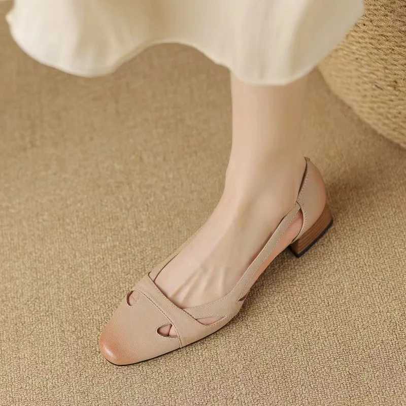 2024 NEW Summer Retro Womens Sandals Thick Heels Fashion Elegant Shoes Women Concise Highquality W250910