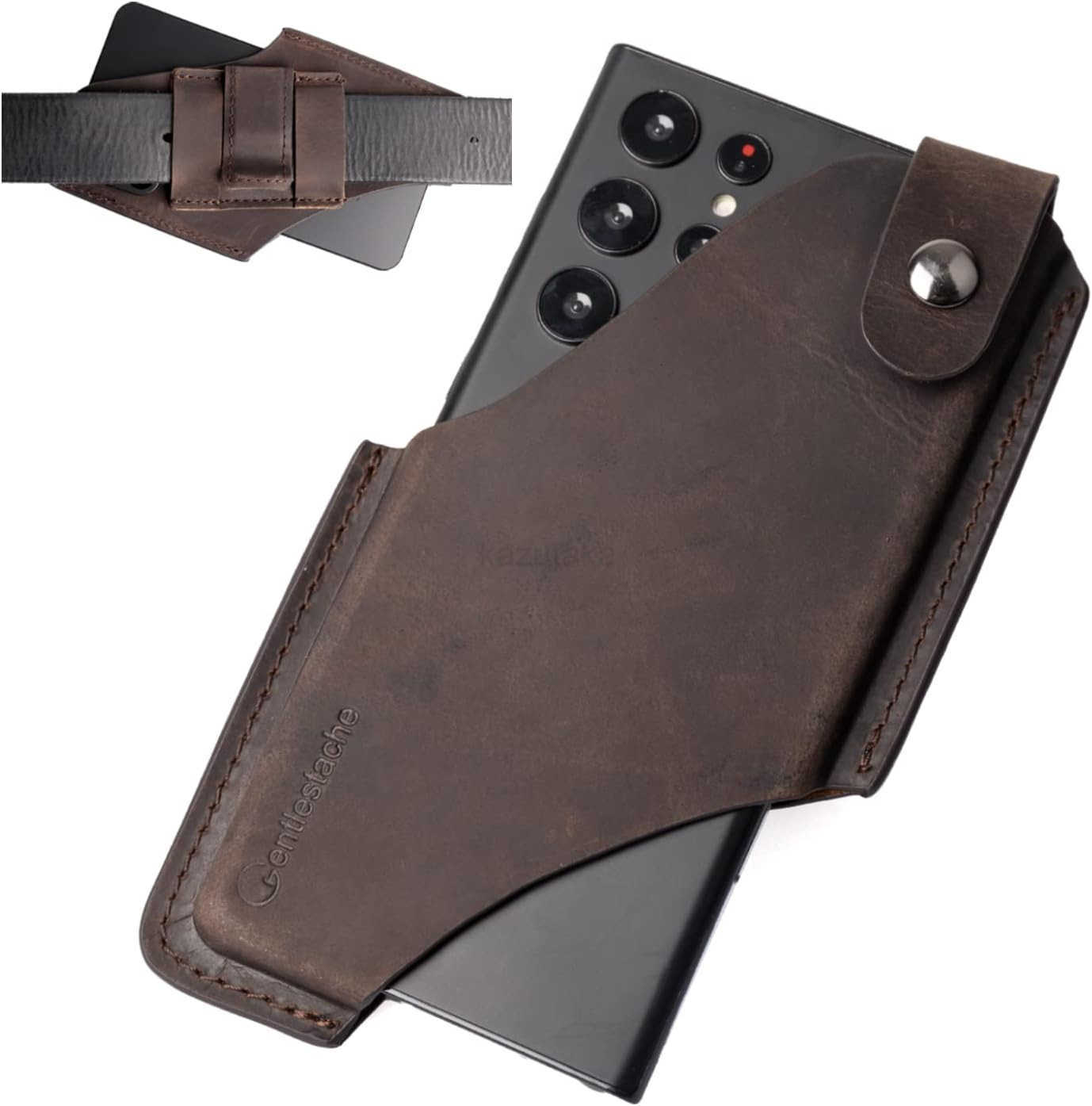 Leather Cell Phone Holster with Belt ClipLeather Pouch for iPhone Belt Case LoopsLeather on BeltCell SheathLarge SizeDarkbrown Z250910