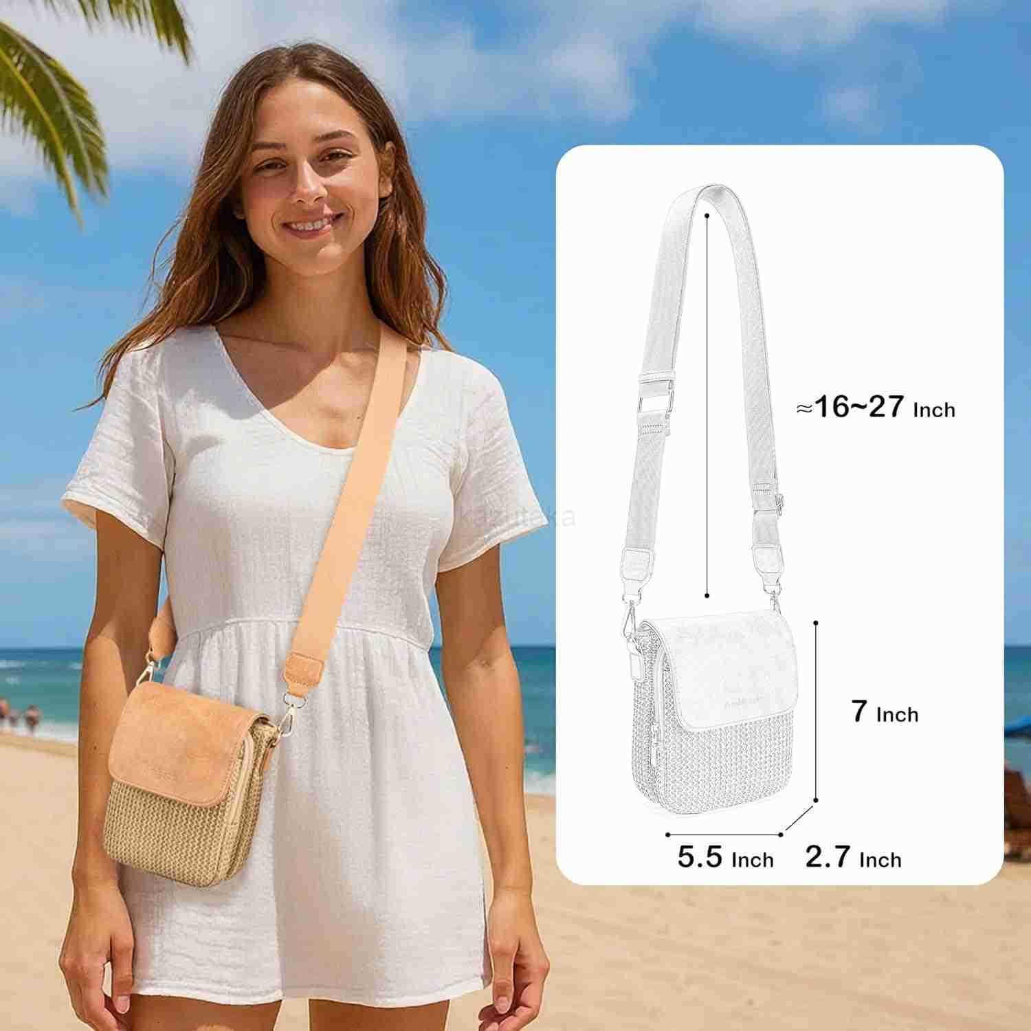 Blocking Summer Straw Purses for Women 2025 Small Crossbody Bags Cell Phone Wallet Purse for Travel Beach Z250910
