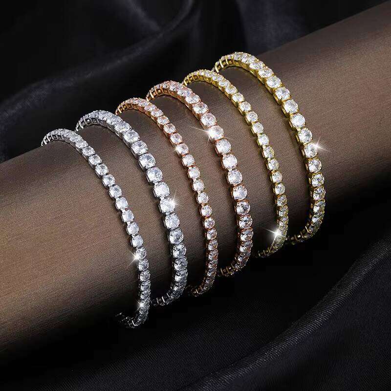 Tennis Hiphop 3mm Double Clasp Full Dia Versatile Sier Moissanite Bracelet