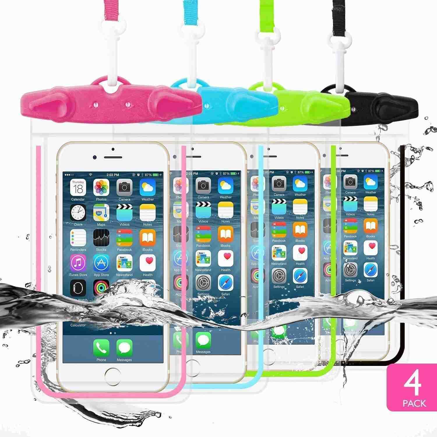 Waterproof Phone Pouch 4 Pack Waterproof Phone Case with Lanyard Protector for iPhone16 15 14 13 12 Pro Max XS Plus Note up to 69 IPX8 Cellphone Dry B