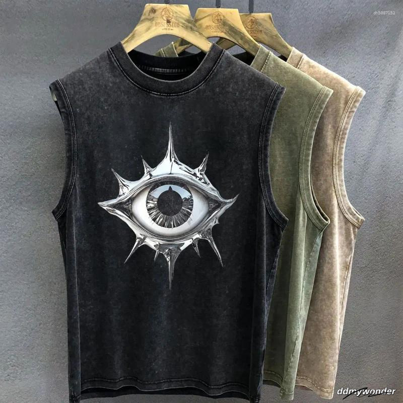 Men's Tank Tops Gothic Graphic T Shirt For Men Vintage Washed Print Oversized Sleeveless Vest Woman Gym Y2k Clothes Streetwear Summer ddmywonder 
