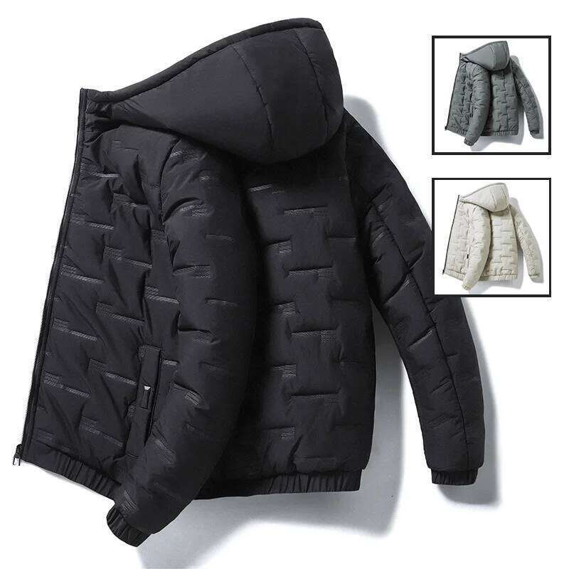 Autumn and winter men's hooded warm casual simple Korean version slim fit thick cotton jacket youth versati