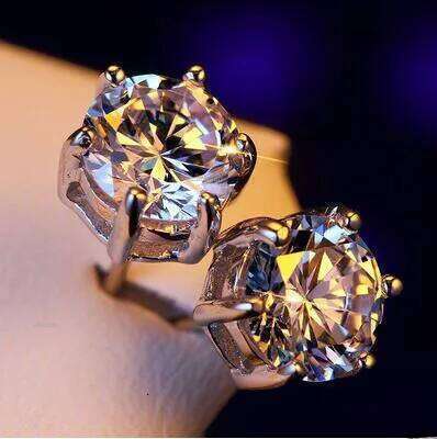 Designer Mens womens lovers Stud Jewelry High Quality Fashion 0.5ct1ct2ct 6 prong 100% Sier moissanite Dia Earrings For wedding boy