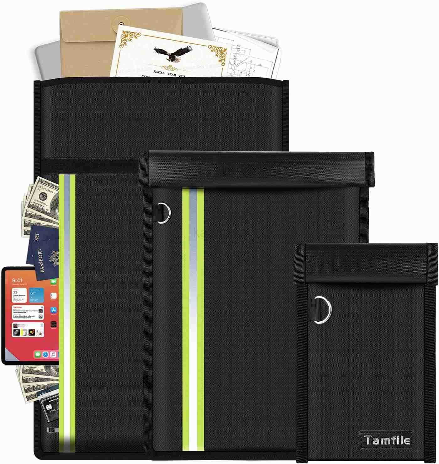 3Pack Fireproof Faraday Bag for Laptops Tablets Radio Cell Phone Car Keys RFID Signal Blocking Bag Shielding Cage Wallet Case AntiTheft Pouch AntiHack