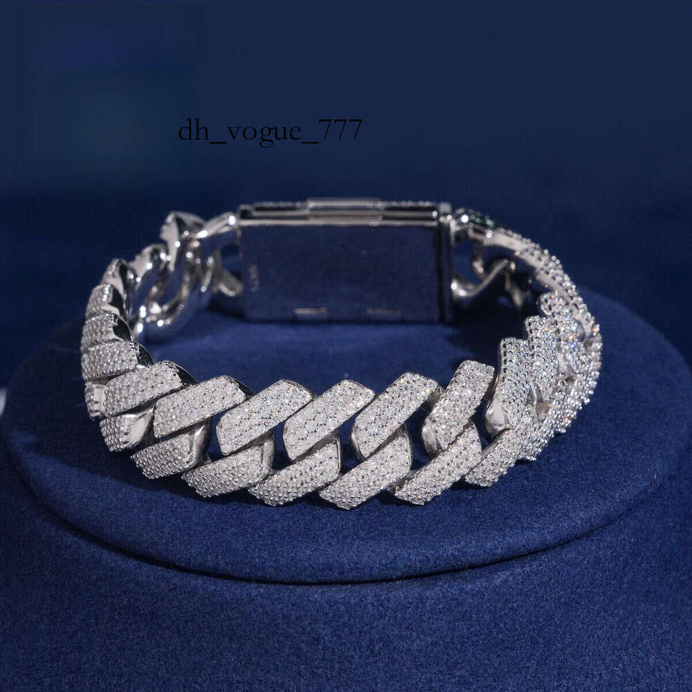 US Warehouse Local Stock Pass Dia Tester 15mm 3rows S Gold Plated VVS Moissanite Cuban Link Bracelet