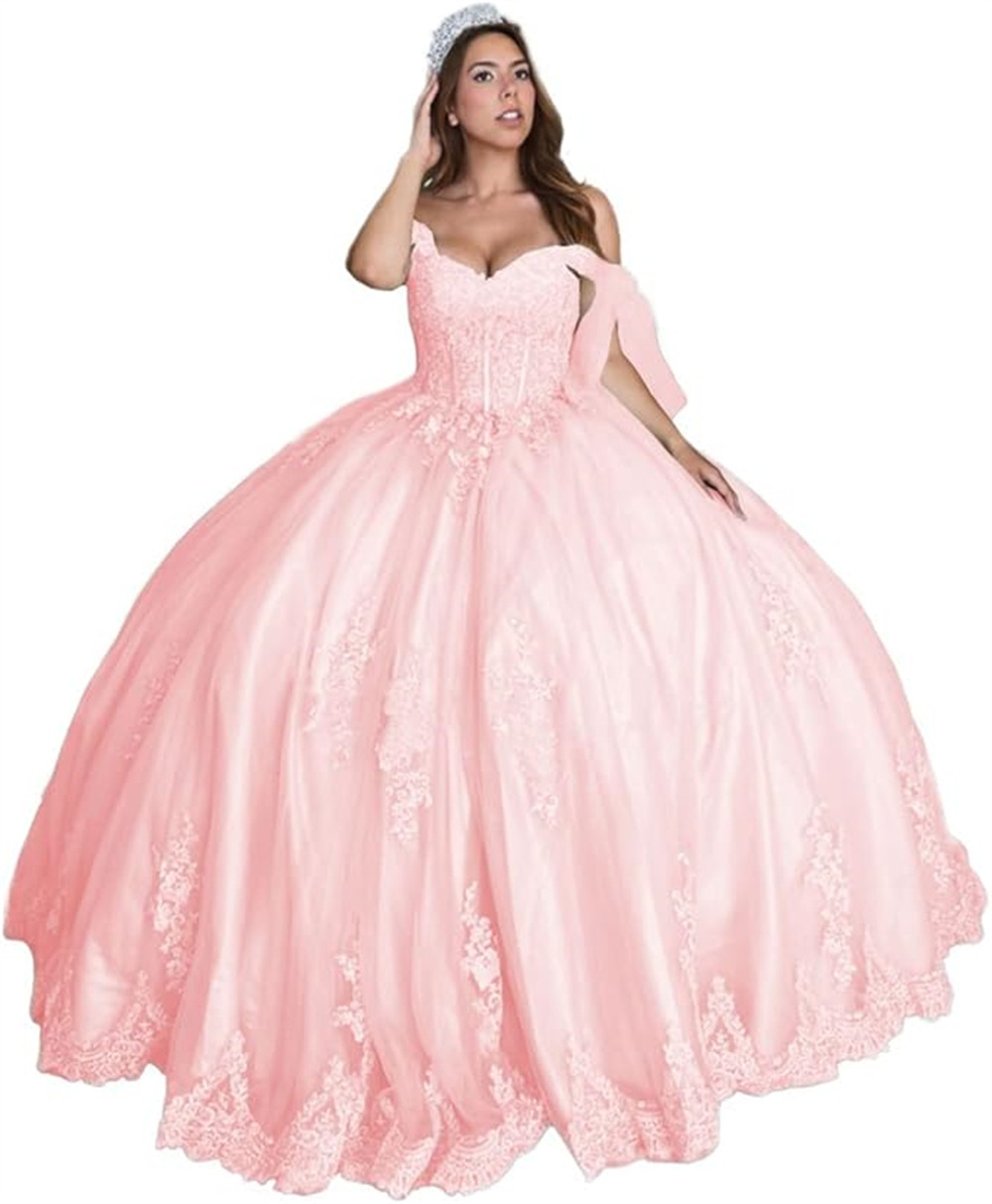 Lace Quinceanera Dresses Ball Gown Appliques Beaded Lace Up Corset 15 16 Birthday Prom Party Gown Vestidos De 15 Anos