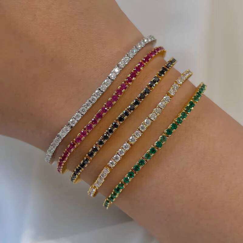 Gold Plated Moissanite 2mm3mm4mm5mm Sterling Sier Women Fashion Tennis Bracelet Wholesale