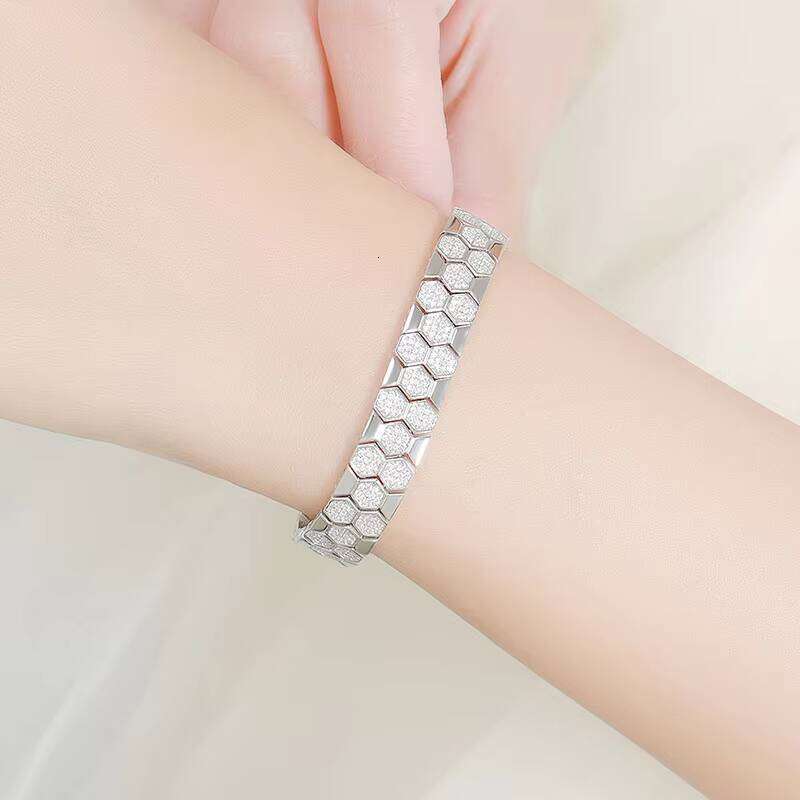 9 Fine Jewelry Honeycomb Design S Sterling Sier Micro pave vvs1 Moissanite Bracelet For man women Gifts