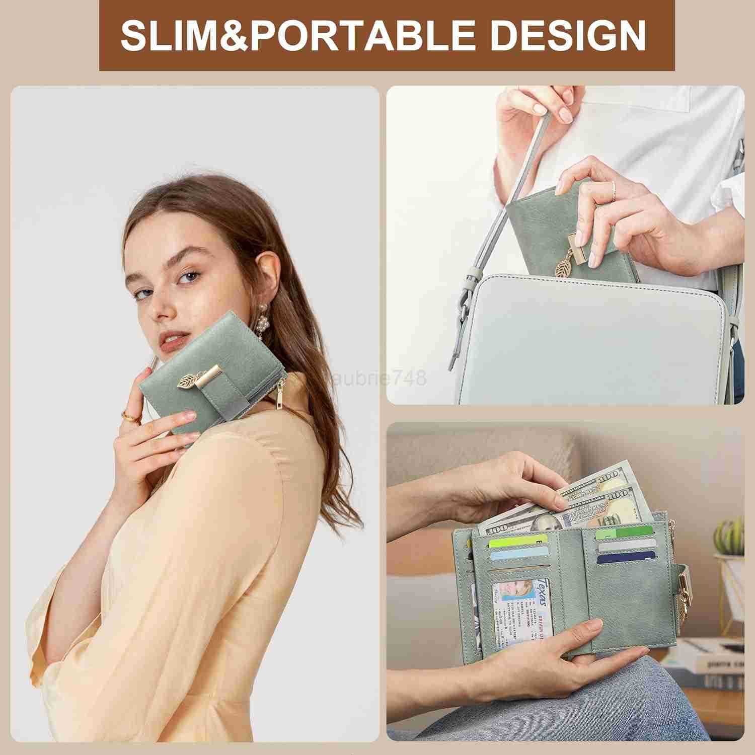 Small Wallet Women RFID Blocking Leather Bifold Wallet CARD Holder for Women Ladies Compact Wallet Mini Purse With Zipper PocketZ250910
