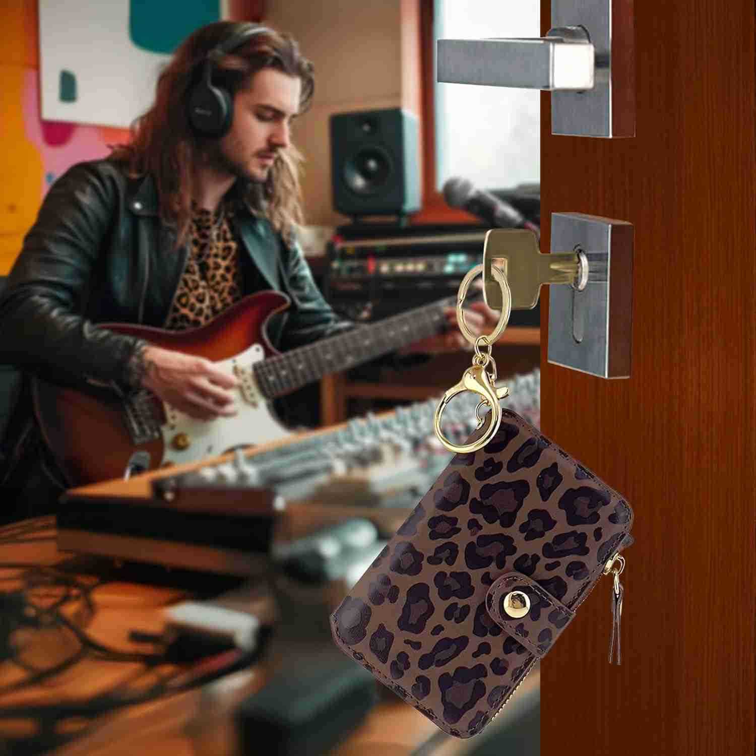 Keychain wallet Rfid Blocking CARD Holder Leather Zipper Card Case for WomenZ250911