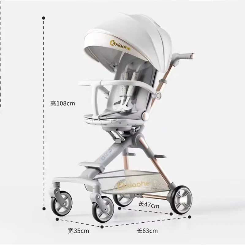 Baby Stroller Can Sit and Lie Down Foldable Lightweight Travel Twoway High Landscape Six Shock Absorption Comfortable Seat W250910
