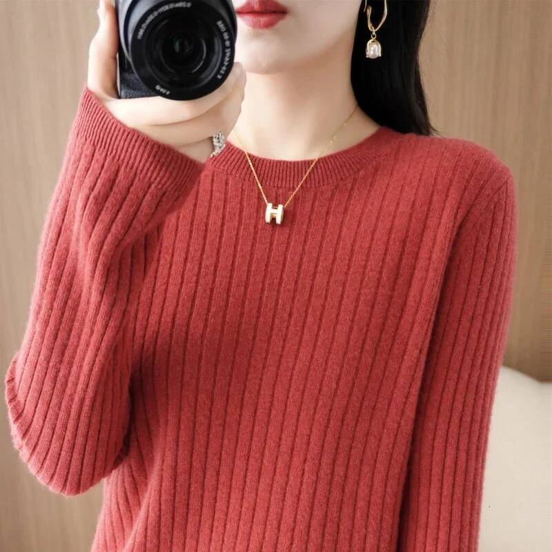 2025 Women Sweaters Autumn Winter Long Sleeve Pullovers O-neck Stripe Warm Pullover Korean Fashion Bottoming Shirts Loose Jumper dongdumaoyi