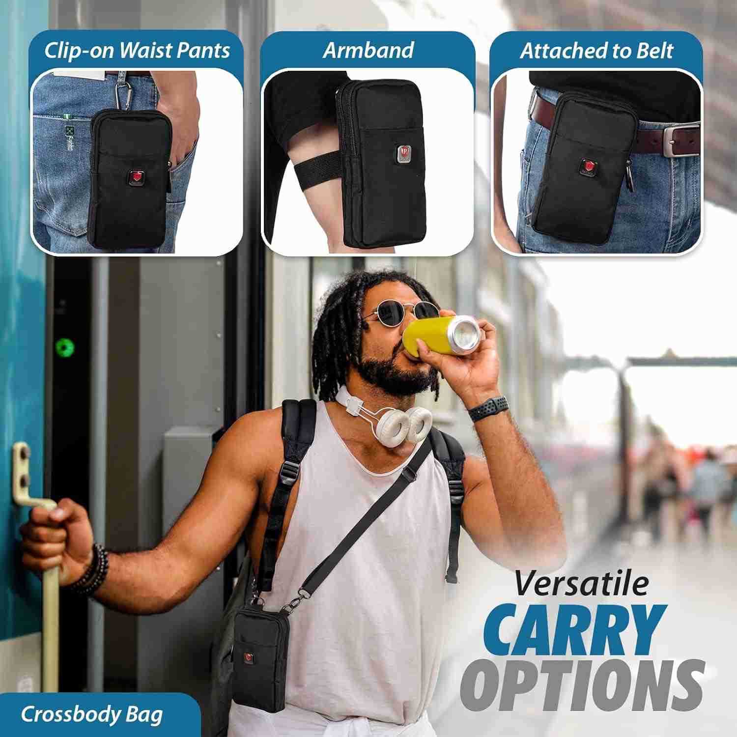 Cell Phone Pouch Fits for S25 Ultra S24 Ultra S23 Ultra S8 Plus Note 20 Ultra 9 8 A15 A52 A42 A32 A12 Shoulder Holster Crossbody Case with Belt Clip A
