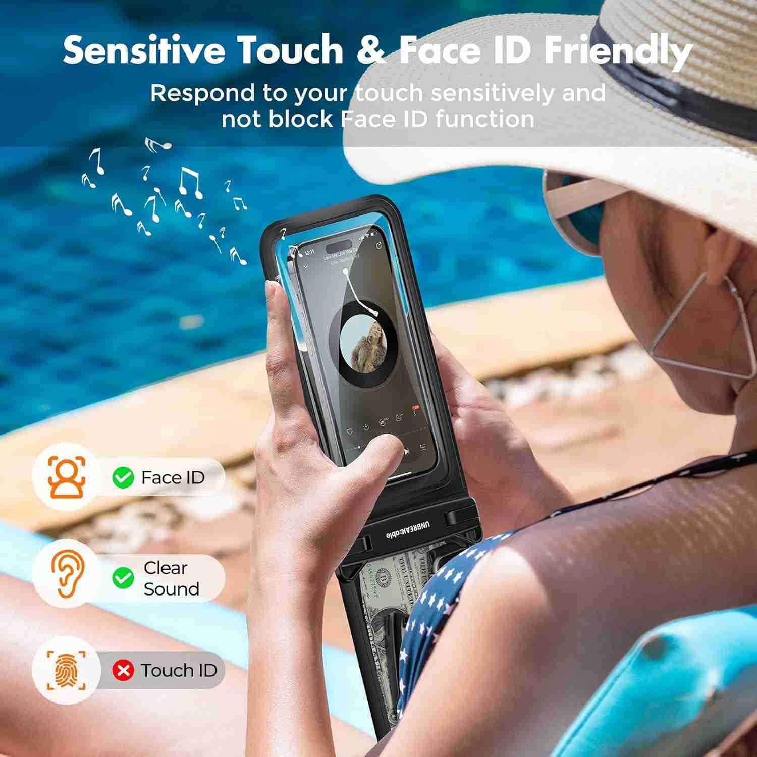 IPX8 Waterproof Phone Pouch 2Pack Double Space Waterproof Phone Case for iPhone 15 16 Pro Max up to 7 Cellphone Dry Bag with Lanyard for Vacation Beac