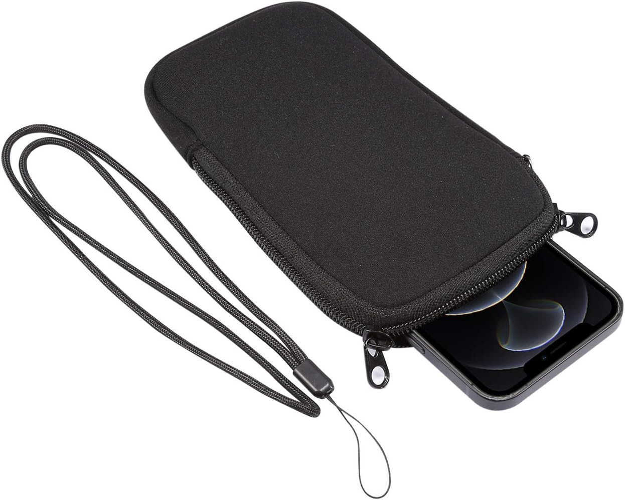 Small Size Cell Phone Sleeve Zip Wallet Pouch with Neck Strap for iPhone 16 16e 15 14 Pro iPhone 13 12 Pro iPhone 13 12 Mini 11 Pro iPhone SE 3rd G iP