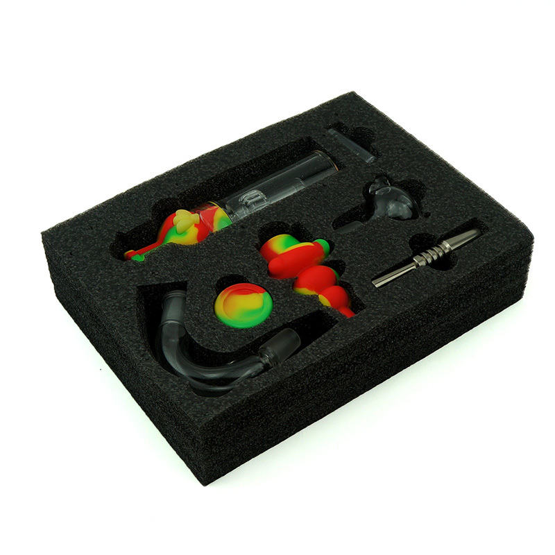 Silicone Smoking nectar collector Colorful Titanium nail collector For Tobacco Dry Herb Spoon Silicone Tobacco Pipes With Holes Glass Dab Oil Rigs Bon