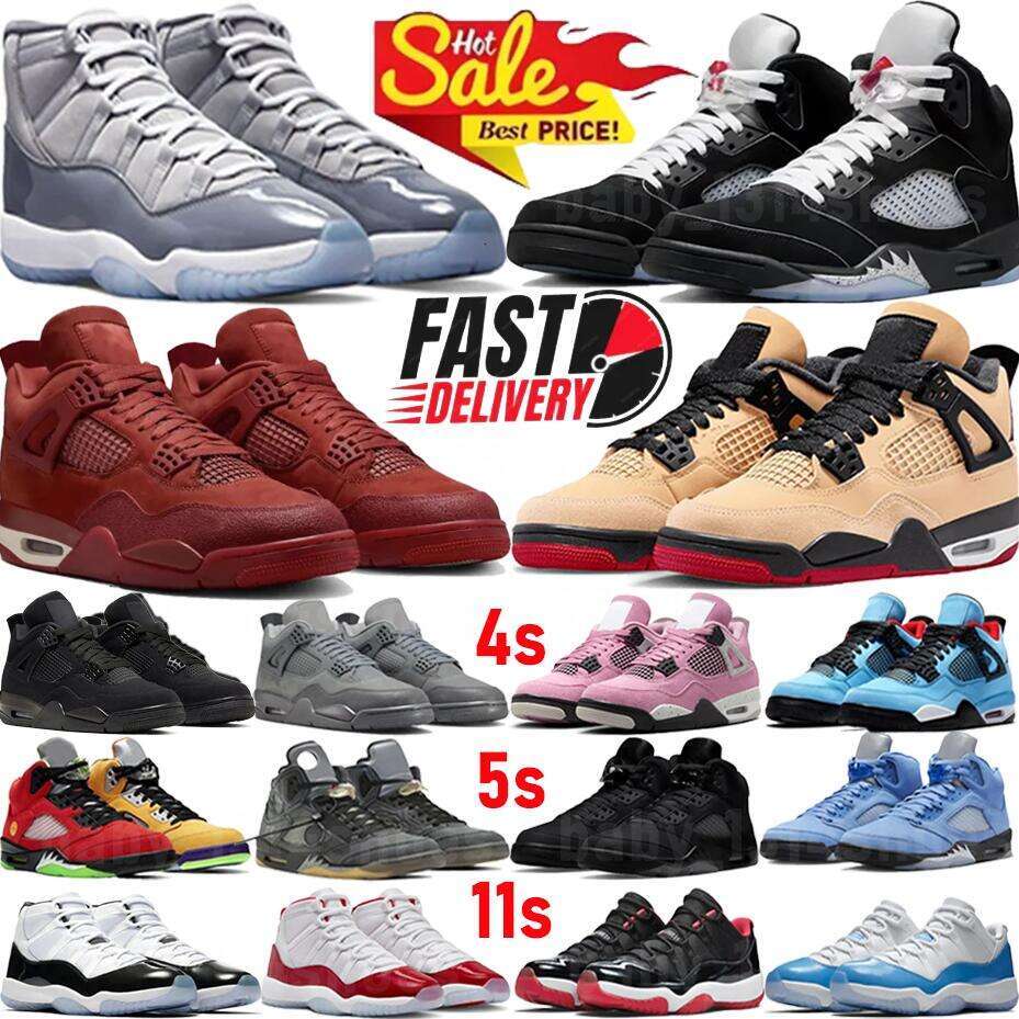 With Box Basketball Shoes 4s 5s 11s Designer Shoes Black Cat White Cement Fire Red Thunder Brick Metallic Reimagined Cool Grey University Blue Men Women Sneakers