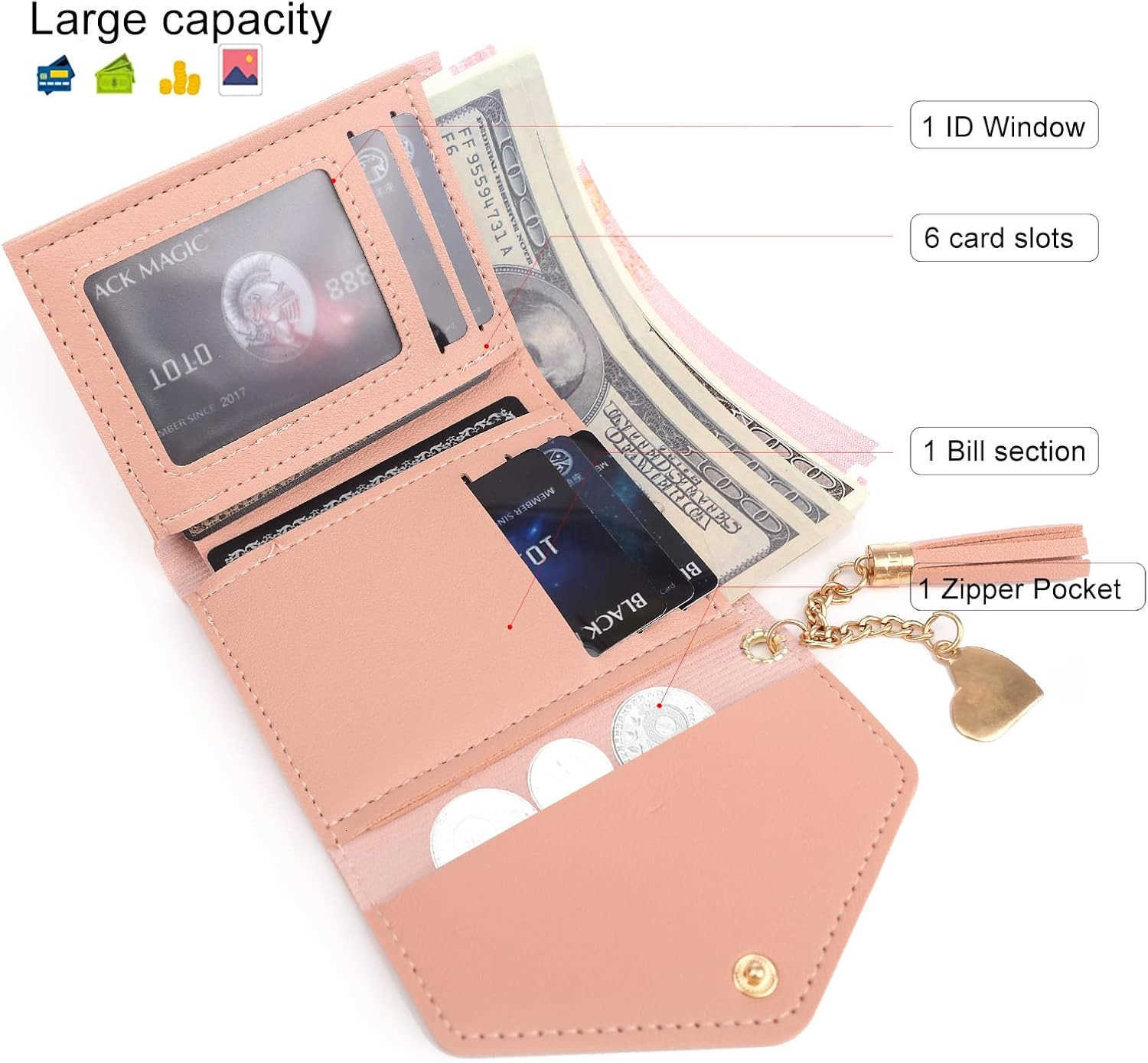 Small Wallet for WomenUltra Slim Pu Leather CARD Holder Clutch Wallets for WomenpinkZ250910