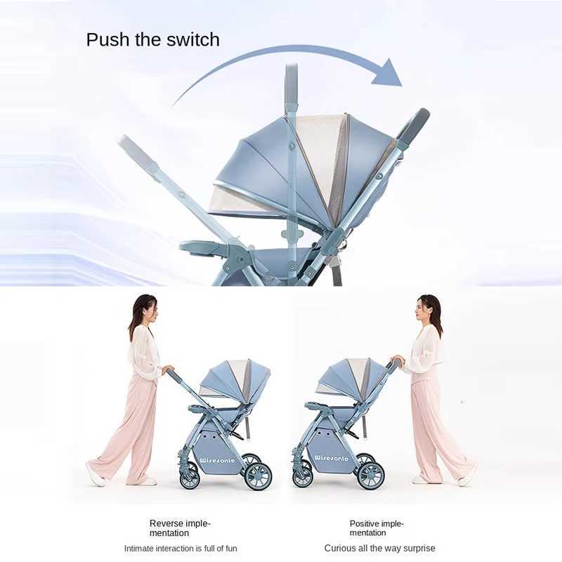 Luxury Baby Stroller Can Sit and Lie Down High Landscape Lightweight One Button Folding Twoway Push Four Wheel Shock Absorption W250910