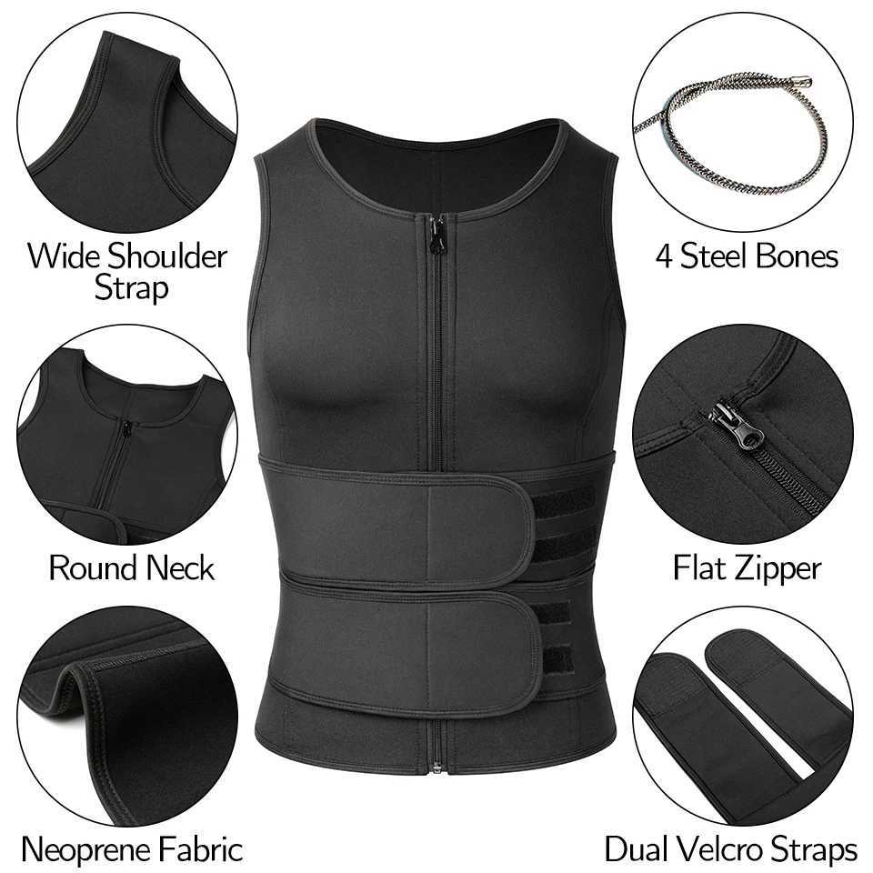 Men Body Shaper Waist Sauna Suit Sweat Vest Slimming Underwear Weight Loss Shirt Fat Burner Workout Tank Tops Shapewear W250910