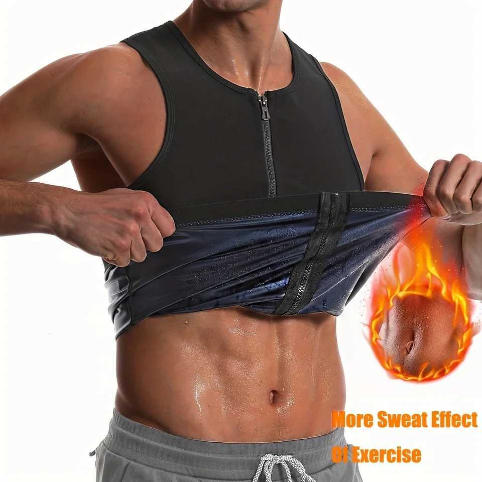 Sauna Suit for Men Waist Vest Zipper Body Shaper with Tank Top Sweat Workout Trimmer W250910