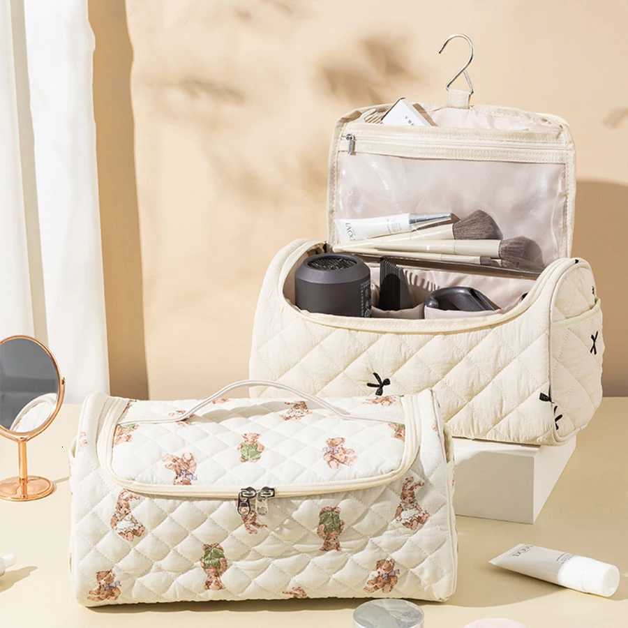 Portable Travel Hair Dryer Storage Bag Large Capacity Cosmetic Bag Handheld Cotton Fabric Organizer for Toiletries And AccessoriXJ250910