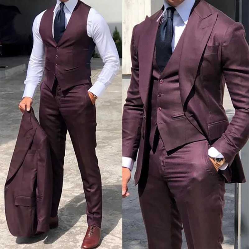 Black Men Suit Business Office Jacket Pants Vest ThreePiece Set Slim Fit Outfit Wedding Tuxedo for Male highend Custom Clothes W250910